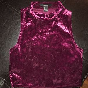 NYE Velvet High Neck Sleeveless Crop Top